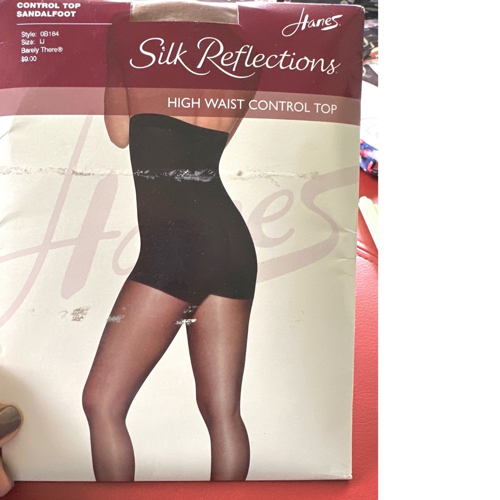 Hanes Silk Reflections High Waist Control Top Pantyhose Barely There Size IJ